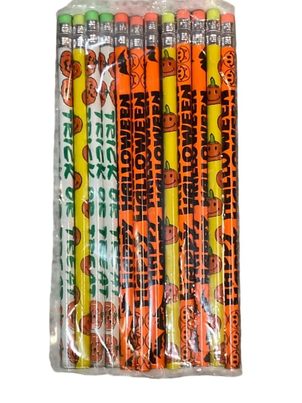 Halloween Themed Pencils and Erasers Set  Trick Or Treat Party Favors